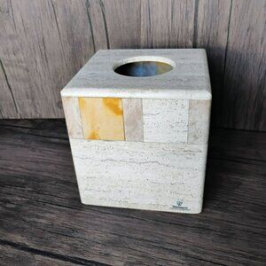 Handcrafted Natural Stone Travertine Tissue Box Cover By WaterStone